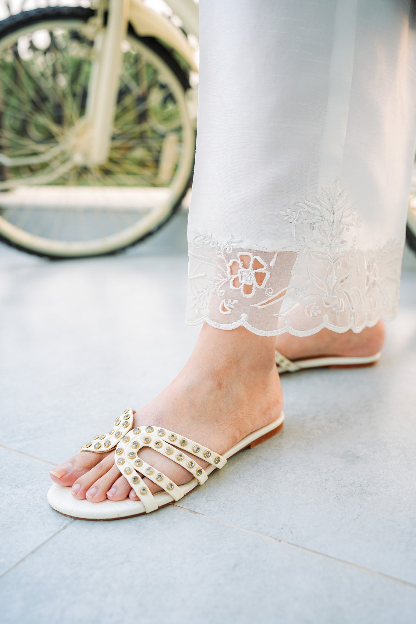 EKM Essential White Trouser