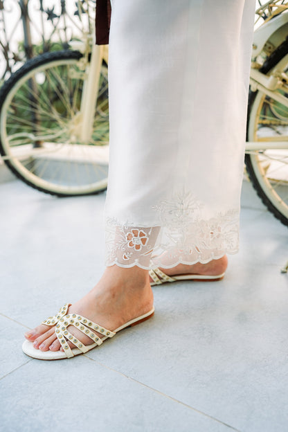 EKM Essential White Trouser